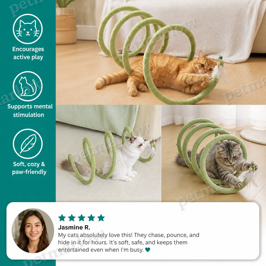 Foldable Spiral Cat Play Tunnel with Hanging Bell – view 6