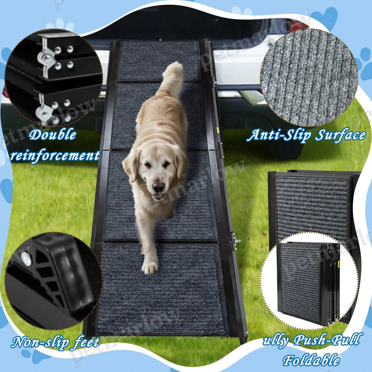 Folding Dog Ramp for Car, SUV & Truck – Portable Non-Slip Ramp – view 5