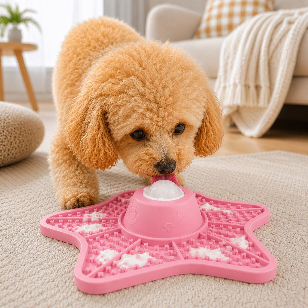 Food-Grade Silicone Rolling Ball Slow Feeder Lick Mat – Pink