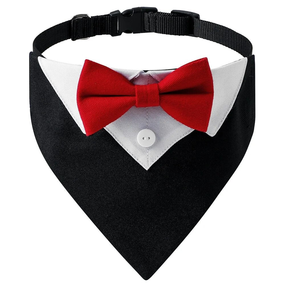 Formal Pet British Wedding Party Suit Scarf Bow Tie Collar Dog Triangle Towel – StyleA / S