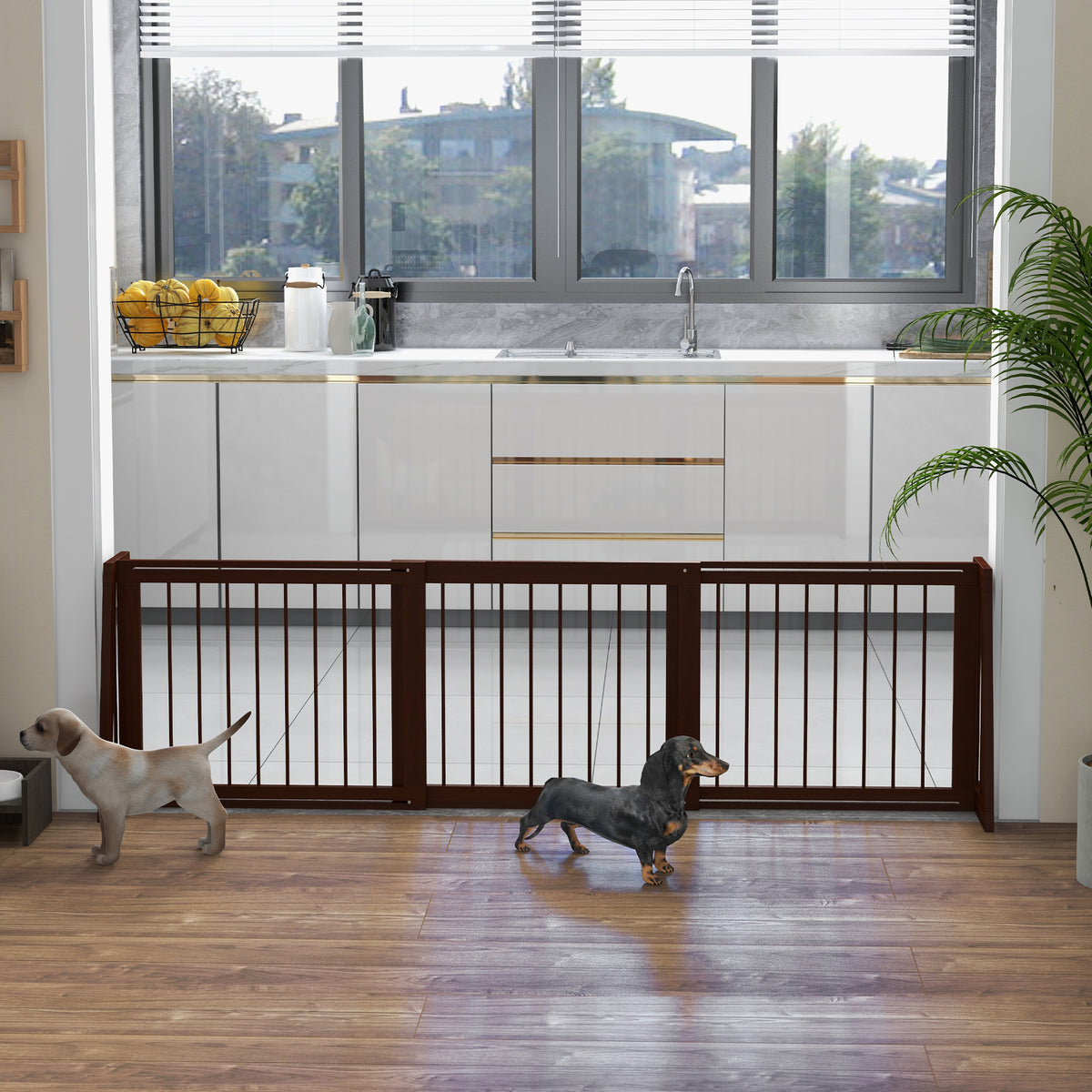 Freestanding Wooden Pet Gate for Indoor Use