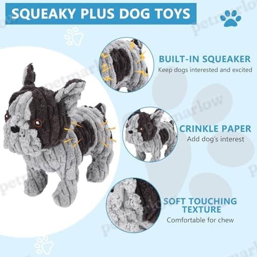 Frenchie Dog Toys Plush Interactive Dog Toy with Crinkle Paper and Squeaker – view 2