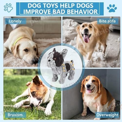 Frenchie Dog Toys Plush Interactive Dog Toy with Crinkle Paper and Squeaker – view 3