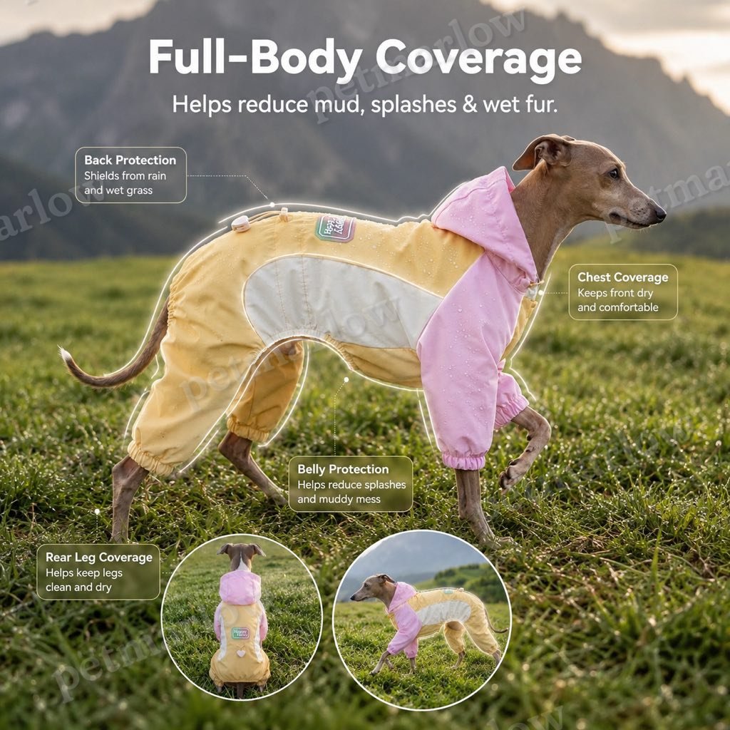 Full-Body Waterproof & Breathable Dog Rain Suit (Built-In Leash Ring) – view 5