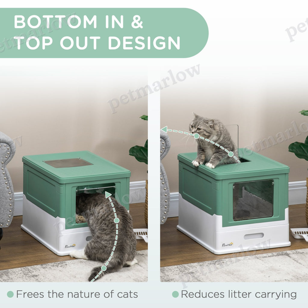 Fully Enclosed Cat Litter Box with Spoon – view 3