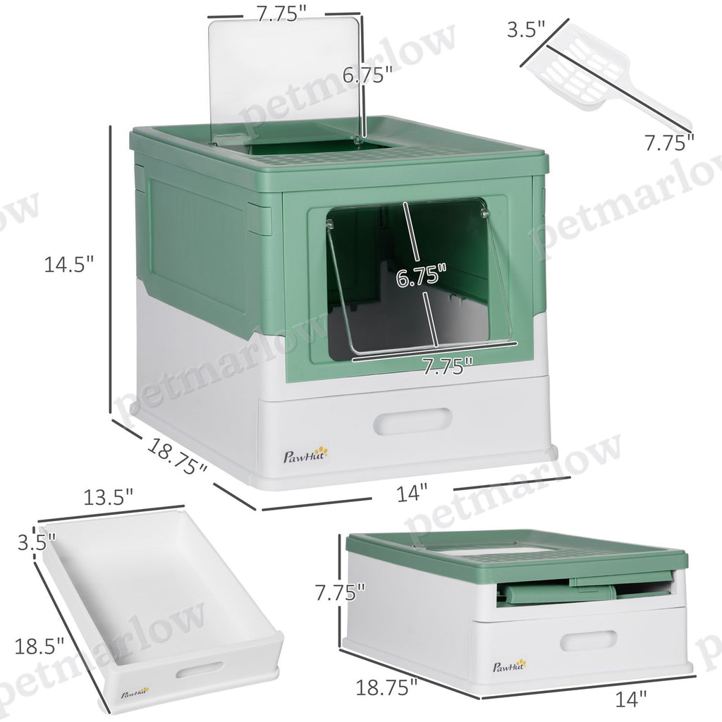 Fully Enclosed Cat Litter Box with Spoon – view 5