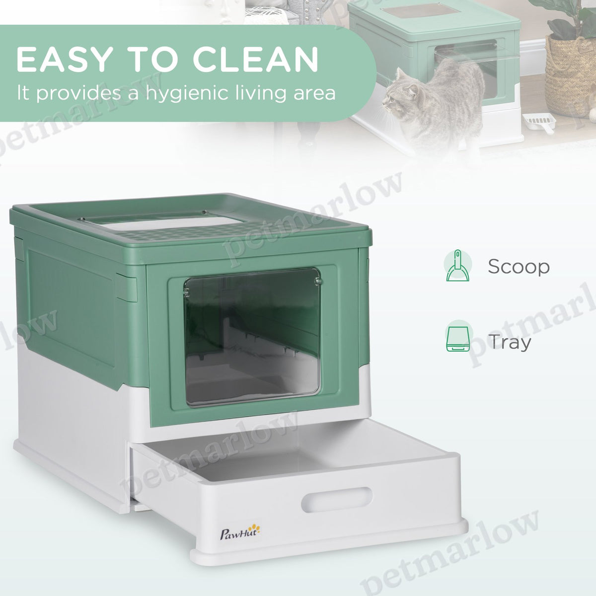 Fully Enclosed Cat Litter Box with Spoon – view 6