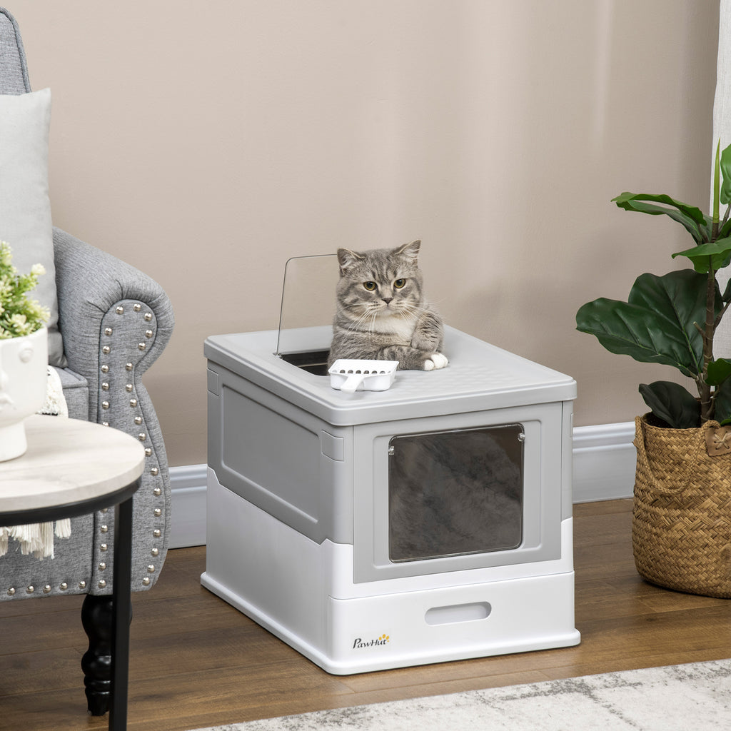 Fully Enclosed Cat Litter Box with Easy Access and Clean-Up