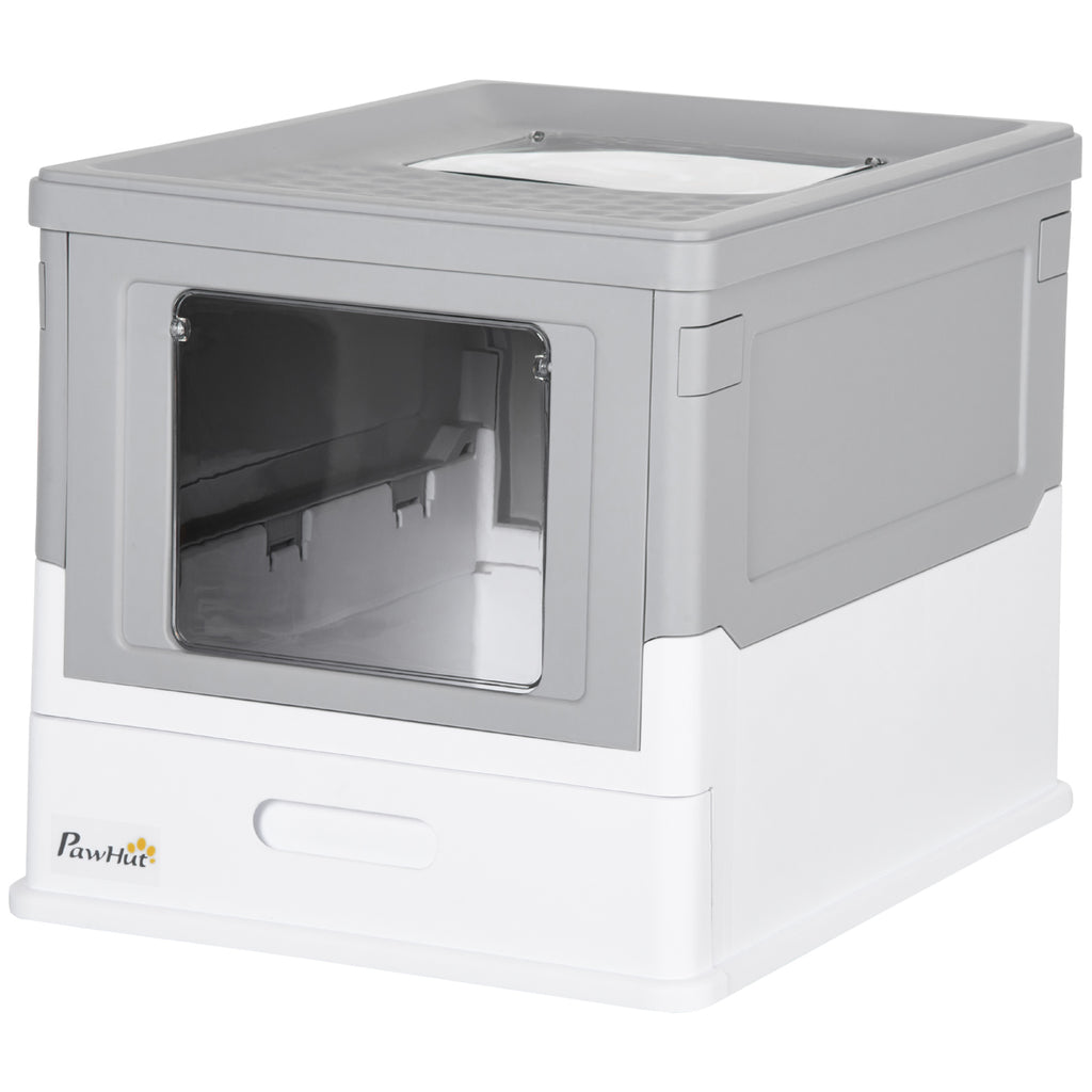 Fully Enclosed Cat Litter Box with Easy Access and Clean-Up – Gray / 410x205x525 mm