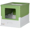 Fully Enclosed Cat Litter Box with Front Entry and Top Exit – Yellowish Green / 410x205x525 mm