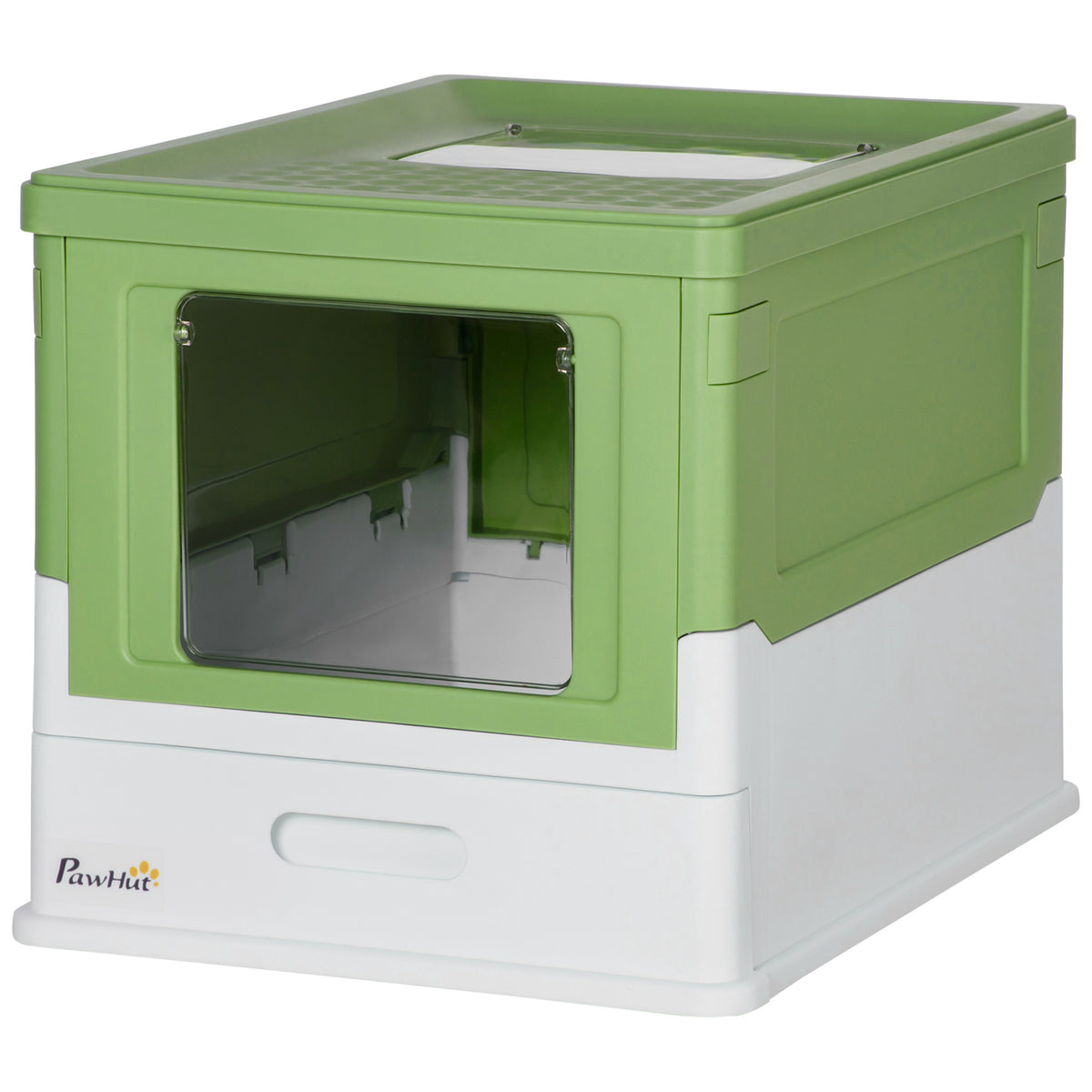 Fully Enclosed Cat Litter Box with Front Entry and Top Exit – Yellowish Green / 410x205x525 mm