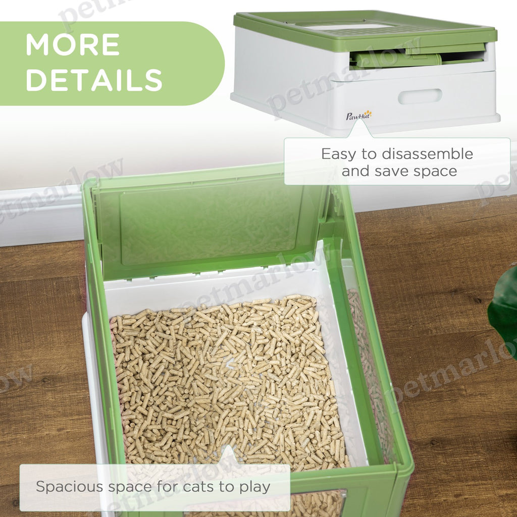 Fully Enclosed Cat Litter Box with Front Entry and Top Exit – view 3