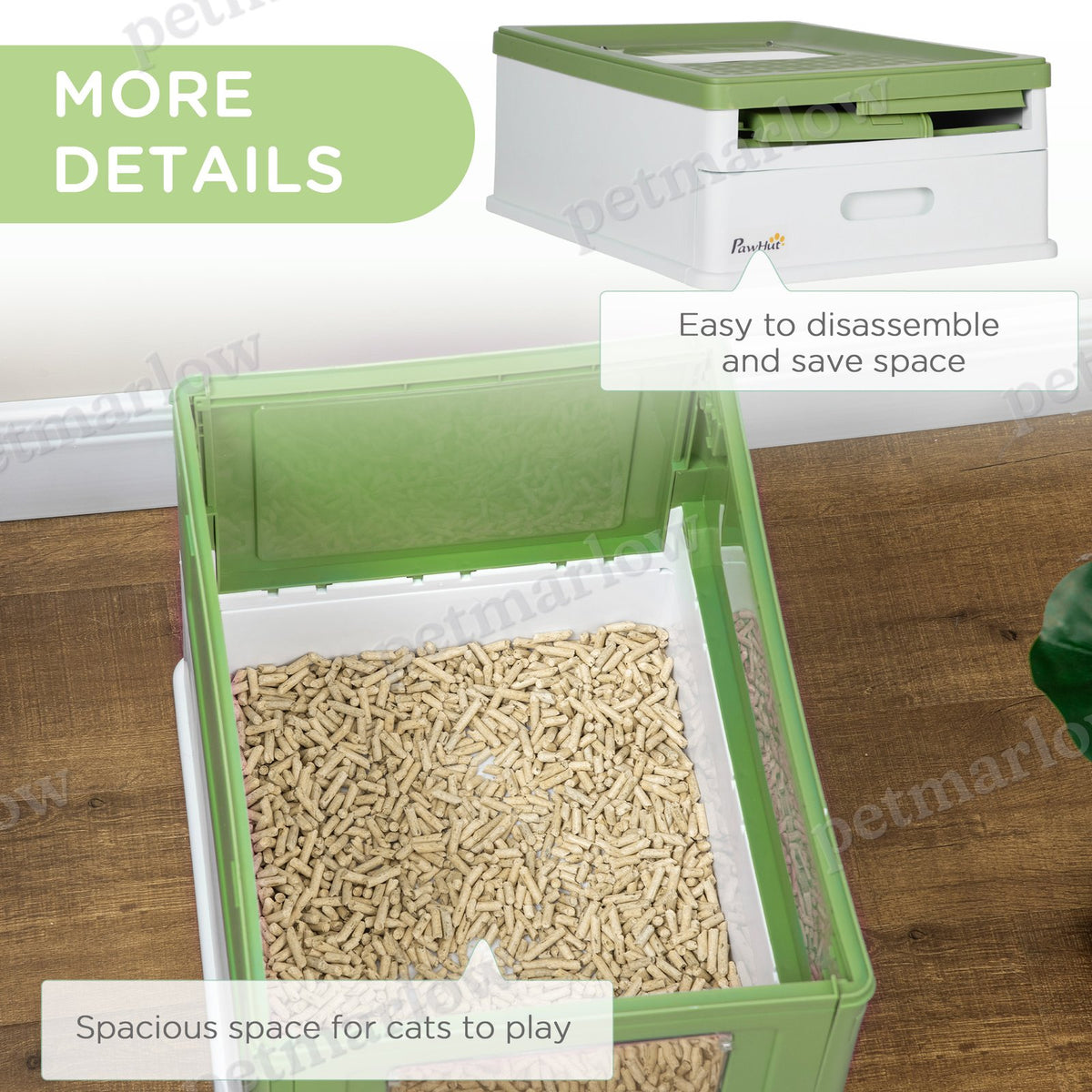 Fully Enclosed Cat Litter Box with Front Entry and Top Exit – view 3