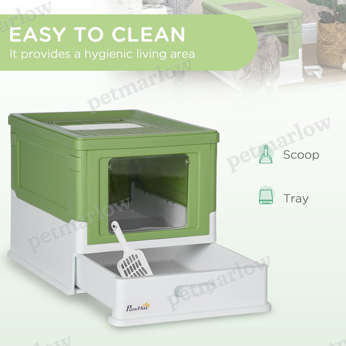 Fully Enclosed Cat Litter Box with Front Entry and Top Exit – view 4