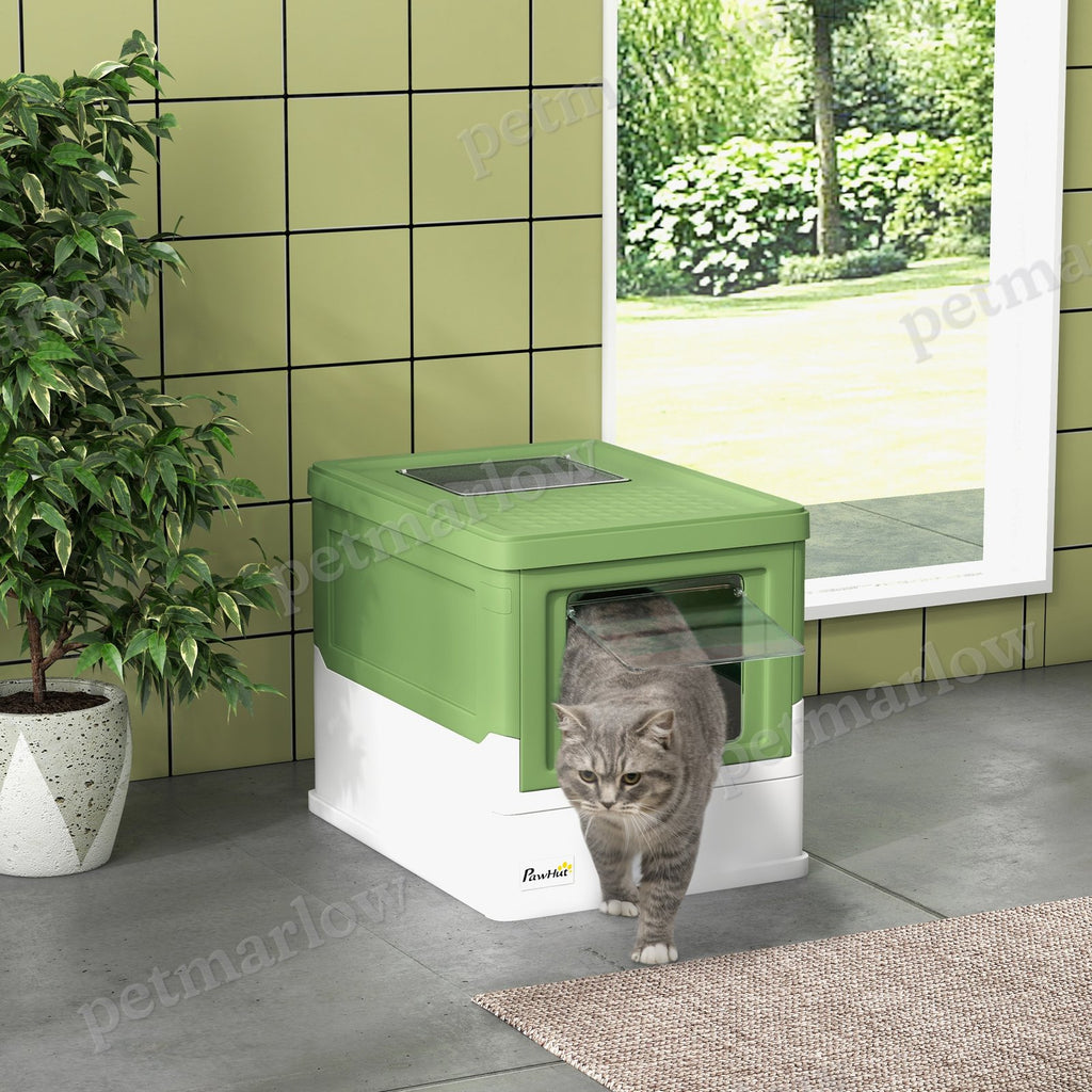 Fully Enclosed Cat Litter Box with Front Entry and Top Exit – view 5