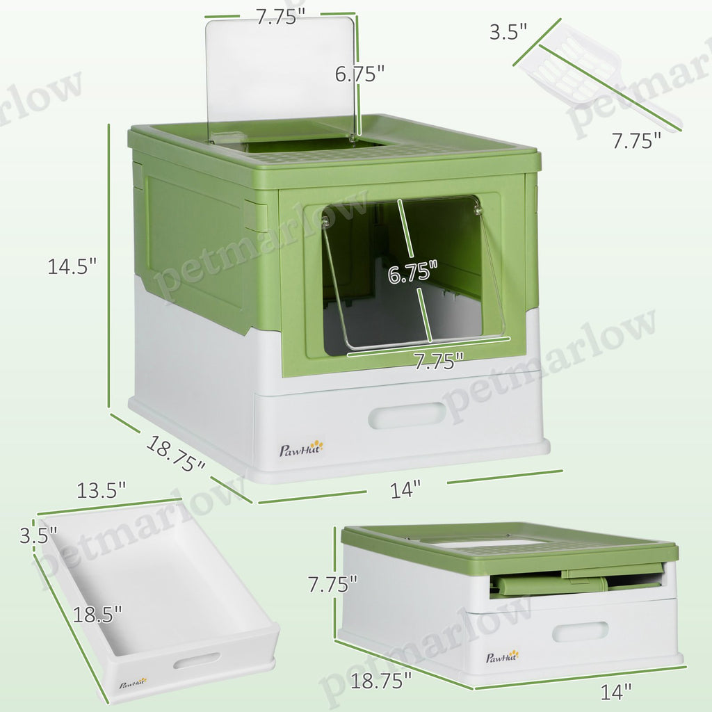 Fully Enclosed Cat Litter Box with Front Entry and Top Exit – view 6