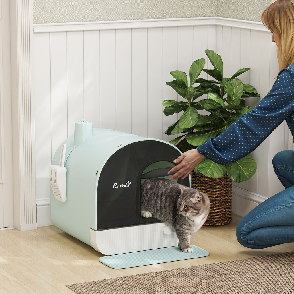 Fully Enclosed Cat Litter Box with Lid and Drawer Design