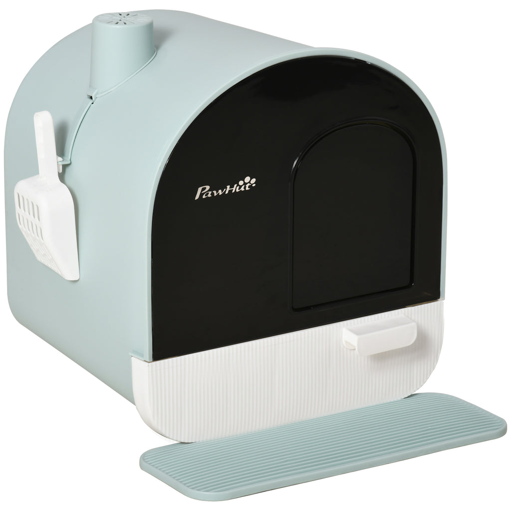 Fully Enclosed Cat Litter Box with Lid and Drawer Design – Green / 475x455x460 mm
