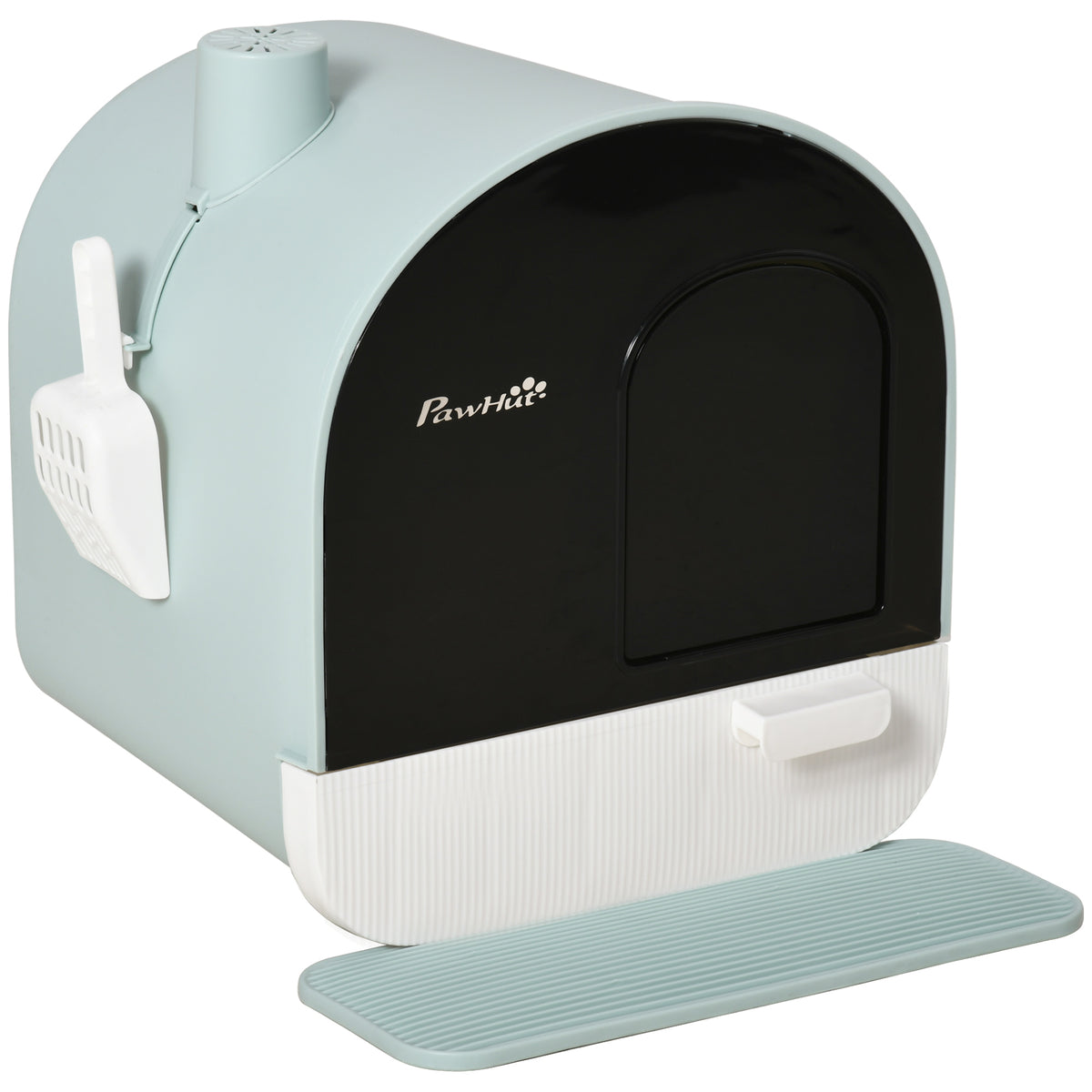 Fully Enclosed Cat Litter Box with Lid and Drawer Design – Green / 475x455x460 mm