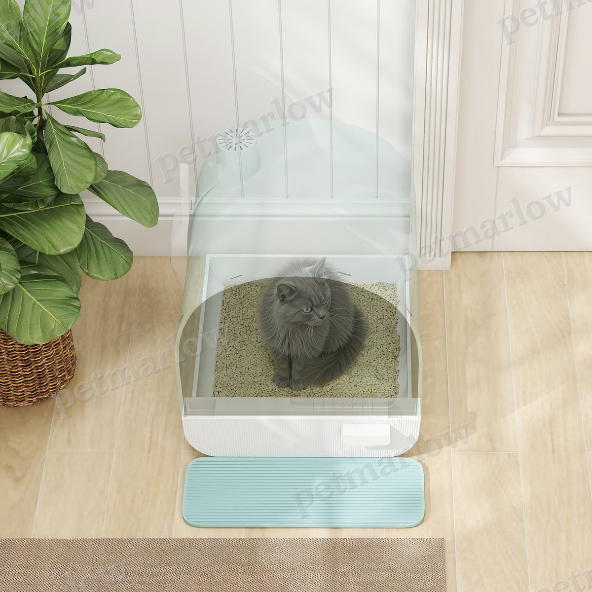 Fully Enclosed Cat Litter Box with Lid and Drawer Design – view 3
