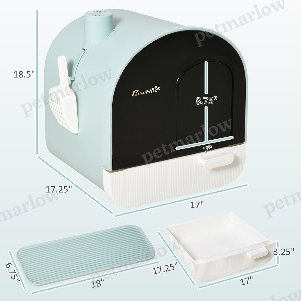 Fully Enclosed Cat Litter Box with Lid and Drawer Design – view 4