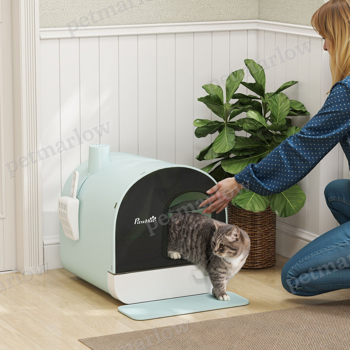 Fully Enclosed Cat Litter Box with Lid and Drawer Design – view 6