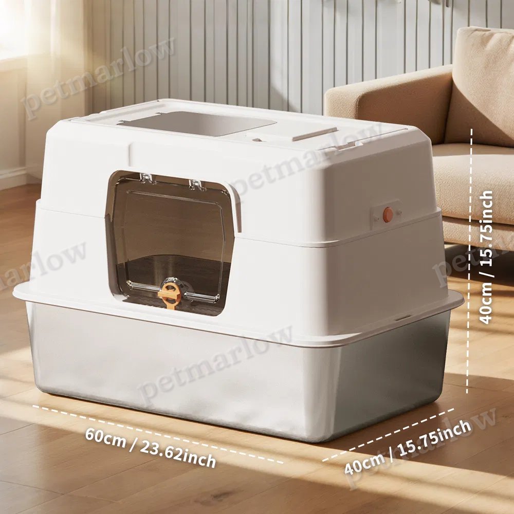 Fully Enclosed Stainless Steel Cat Litter Box for Large Cats – view 6