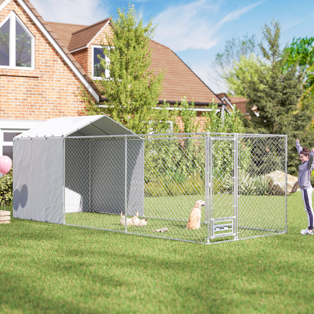 Galvanized Chain Link Large Outdoor Dog Kennel