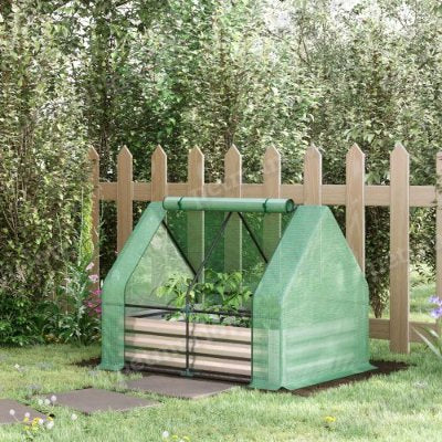 Galvanized Raised Garden Bed With Mini Greenhouse Cover – view 2