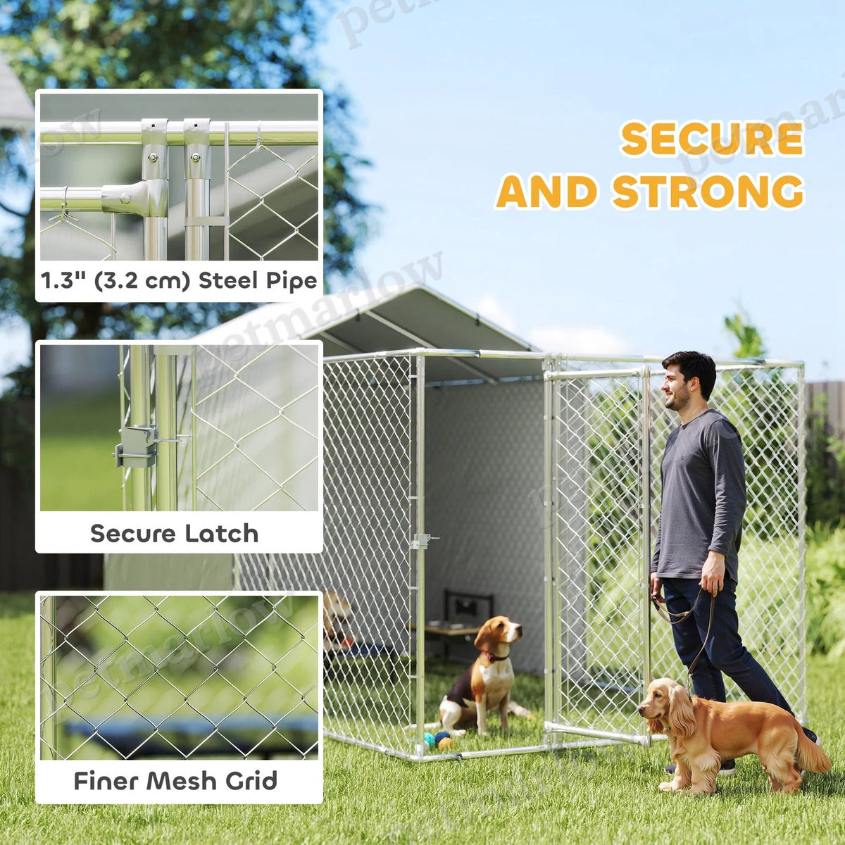 Galvanized Steel Dog Kennel with Waterproof Cover – view 3