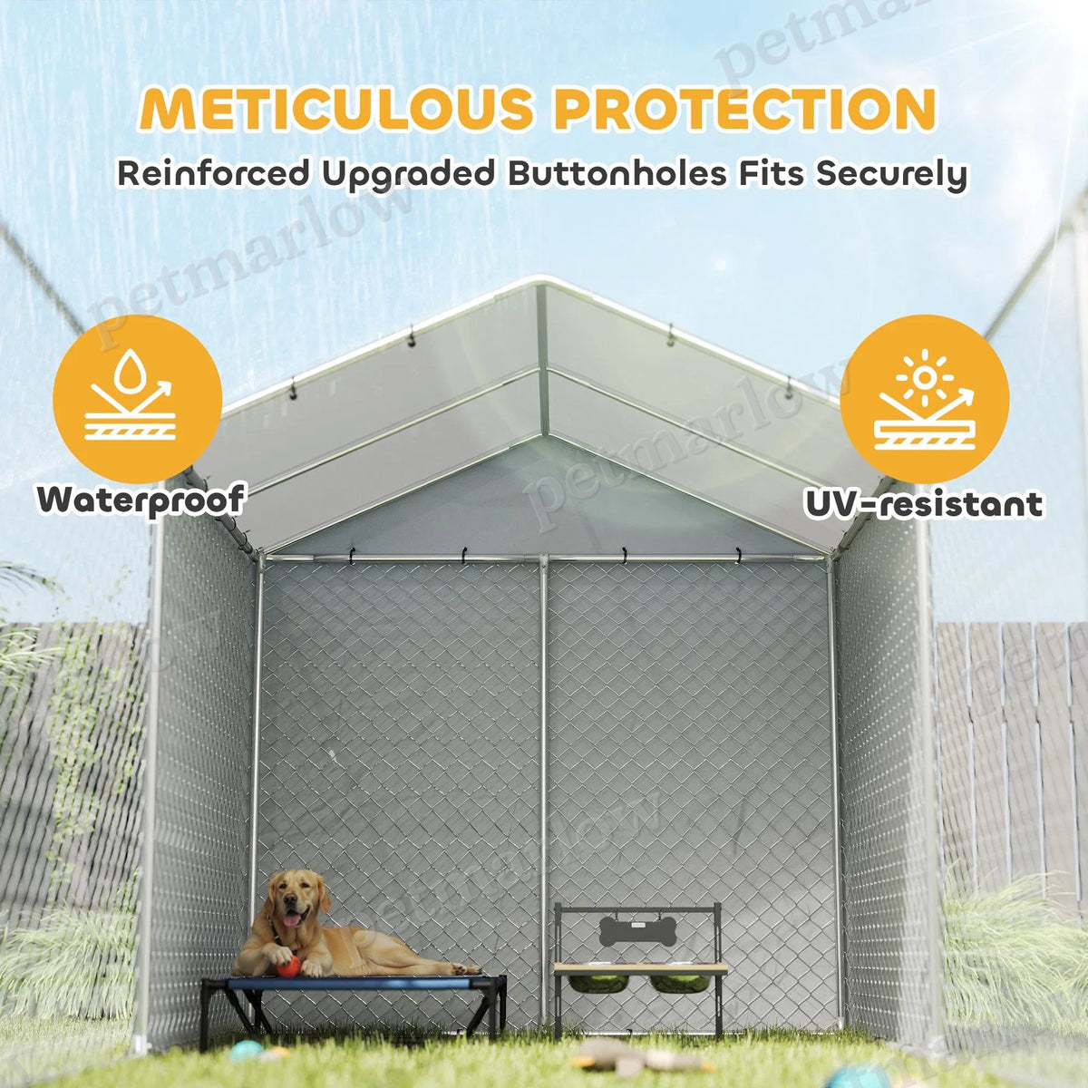 Galvanized Steel Dog Kennel with Waterproof Cover – view 4