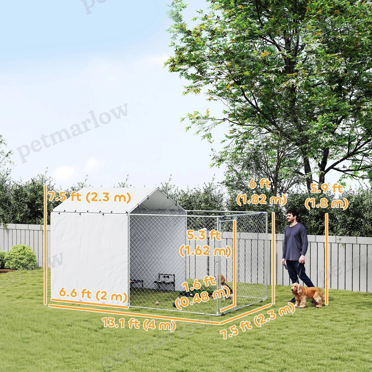 Galvanized Steel Dog Kennel with Waterproof Cover – view 5