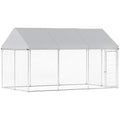 Galvanized Steel Outdoor Dog Kennel with Roof – Grey