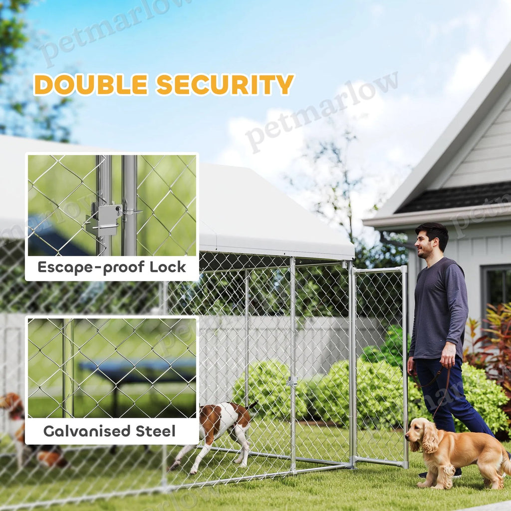 Galvanized Steel Outdoor Dog Kennel with Roof – view 4