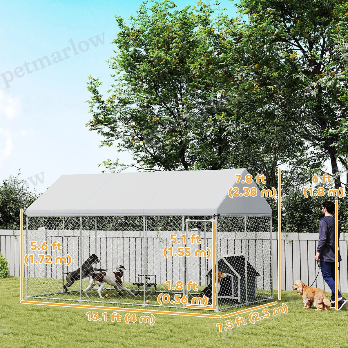 Galvanized Steel Outdoor Dog Kennel with Roof – view 6
