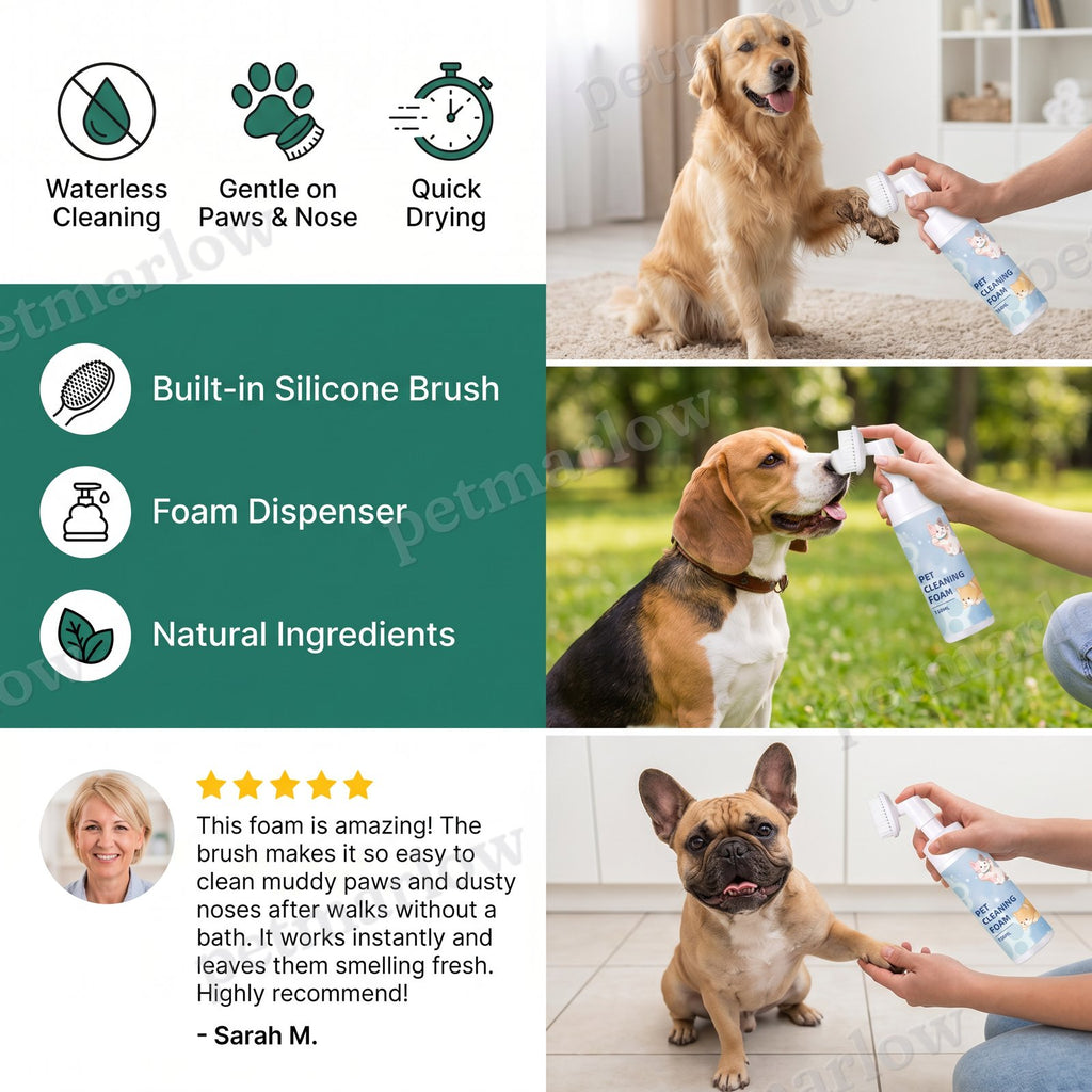 Gentle Waterless Paw Cleansing Foam with Brush for Dogs – view 3