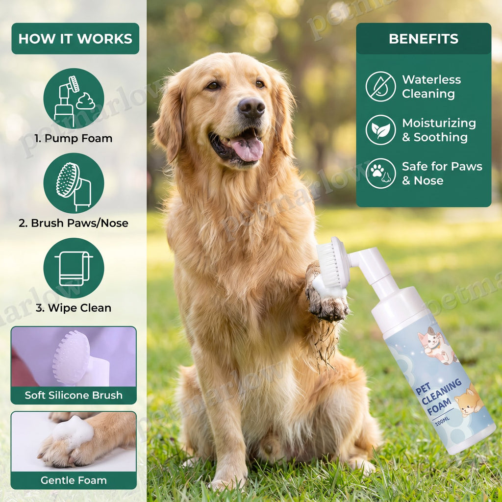 Gentle Waterless Paw Cleansing Foam with Brush for Dogs – view 5