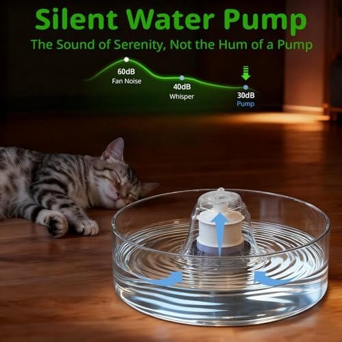 Glass Cat and Dog Water Fountain 90oz/2.7L, Automatic Pet Water Dispenser with Quiet Pump – view 8