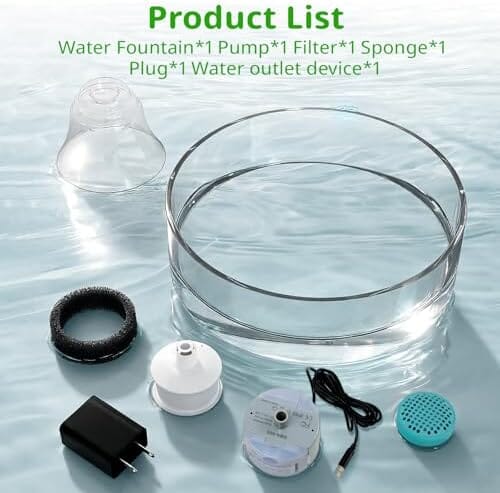 Glass Cat and Dog Water Fountain 90oz/2.7L, Automatic Pet Water Dispenser with Quiet Pump – view 7