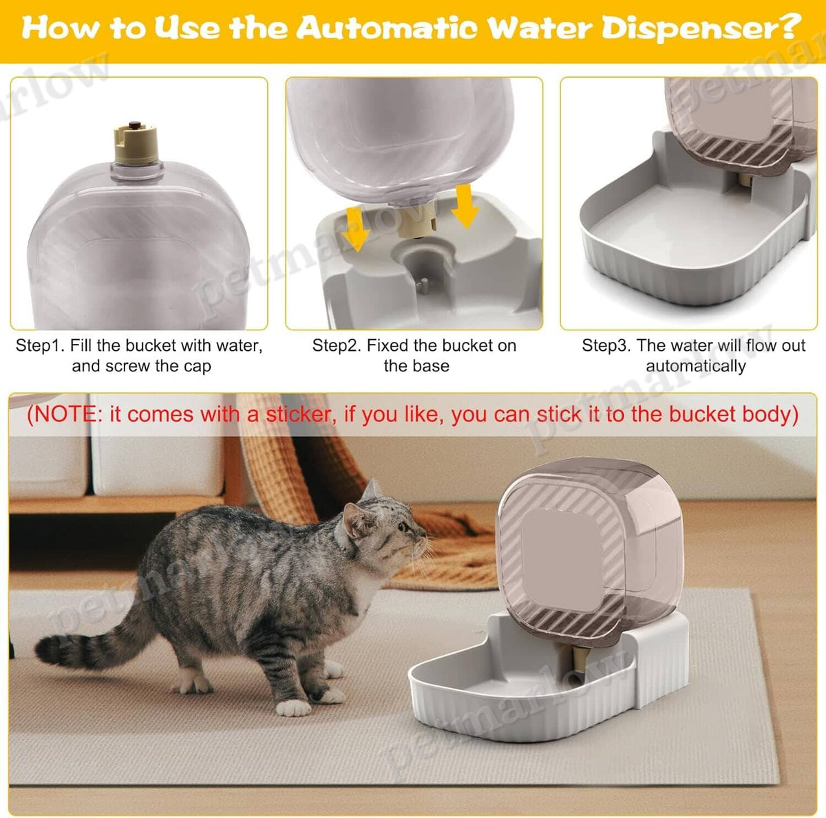Gravity Water Bowl for Cats 3L Automatic Pet Water Dispenser – view 5