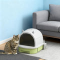 Green Cat Litter Box With Lid and Scoop for Easy Cleanup