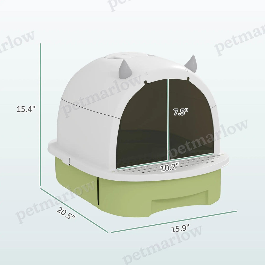 Green Cat Litter Box With Lid and Scoop for Easy Cleanup – view 2