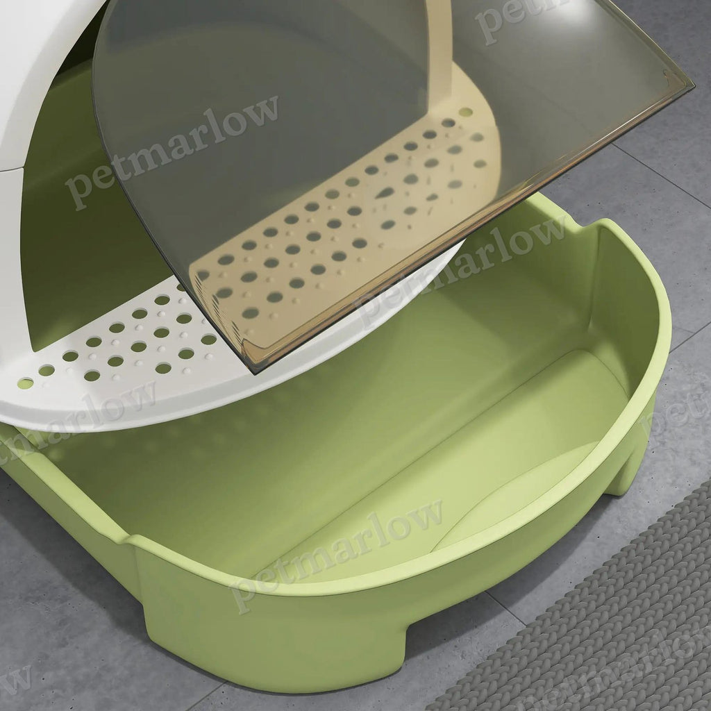 Green Cat Litter Box With Lid and Scoop for Easy Cleanup – view 3