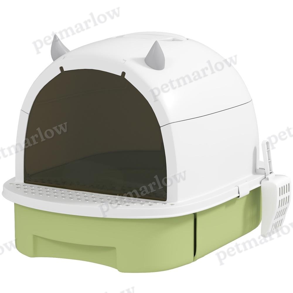Green Cat Litter Box With Lid and Scoop for Easy Cleanup – view 5