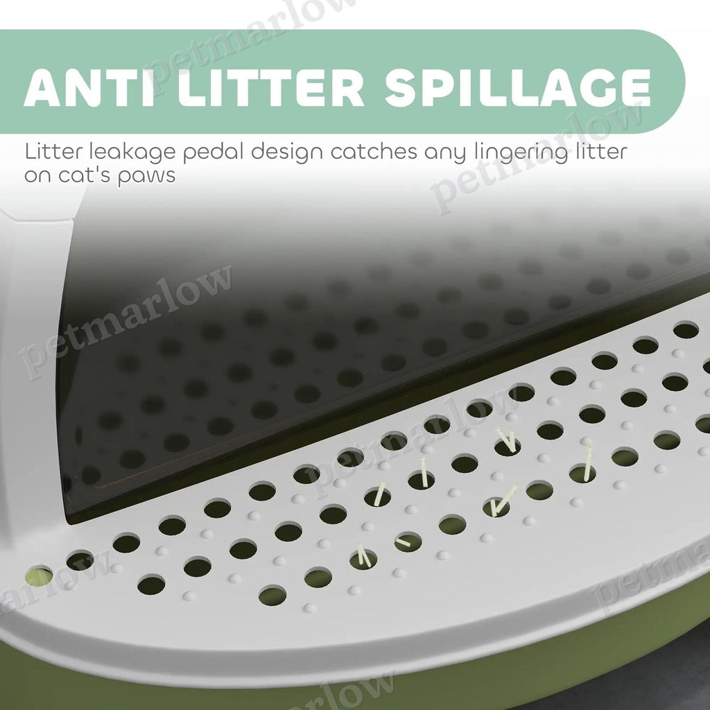 Green Cat Litter Box With Lid and Scoop for Easy Cleanup – view 6