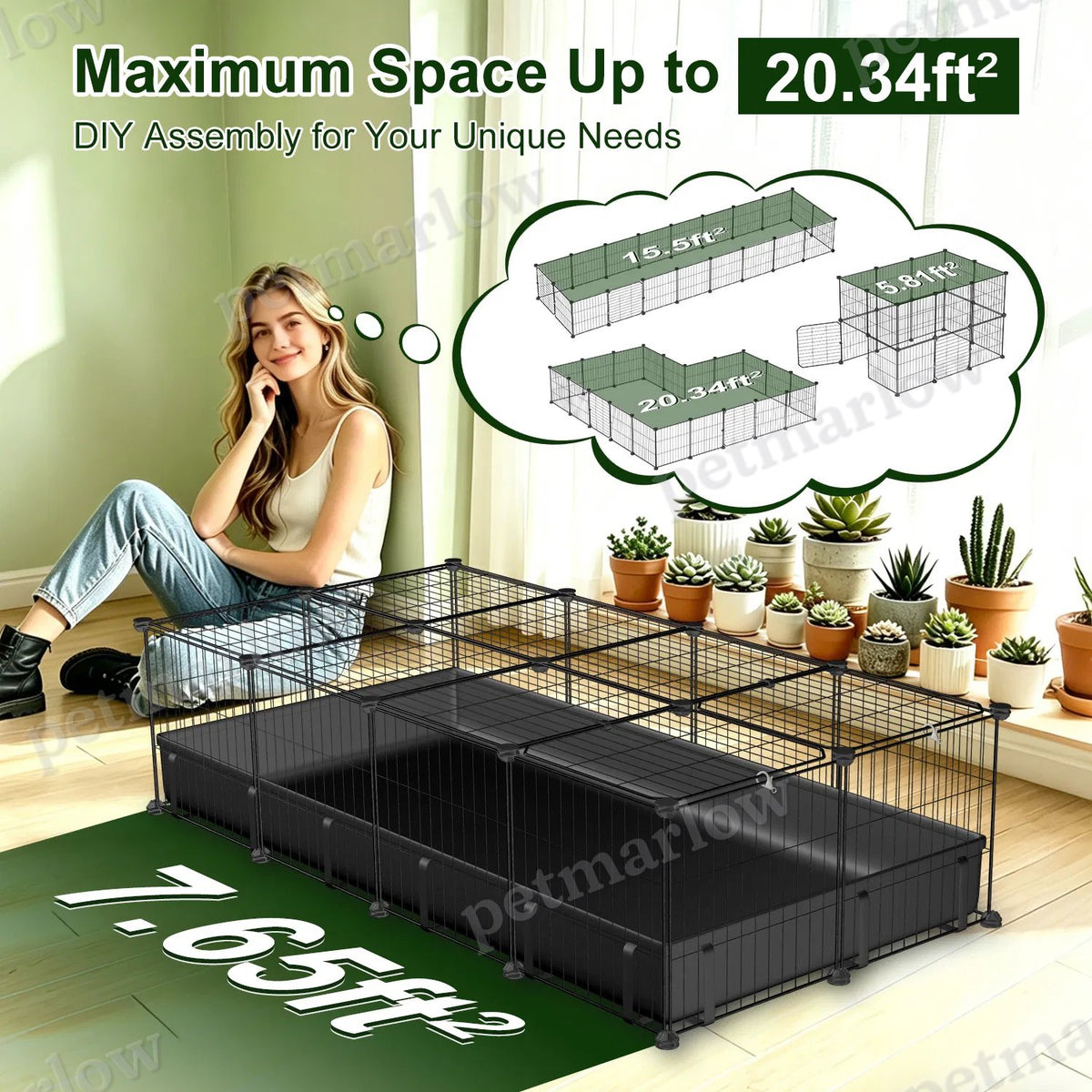 Guinea Pig Cage Playpen with Waterproof Floor Mat – view 5