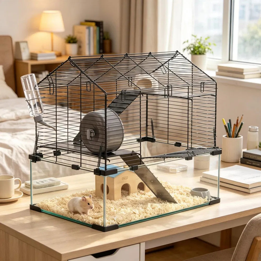 Hamster Cage for Small Animals with Panoramic View