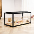 Hamster Cage Habitat for Small Animals with 360-Degree View – Black