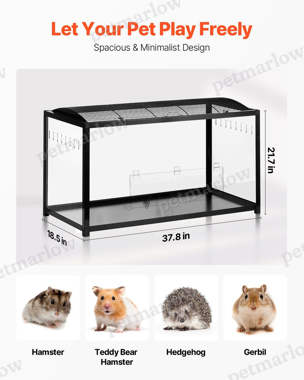 Hamster Cage Habitat for Small Animals with 360-Degree View – view 3