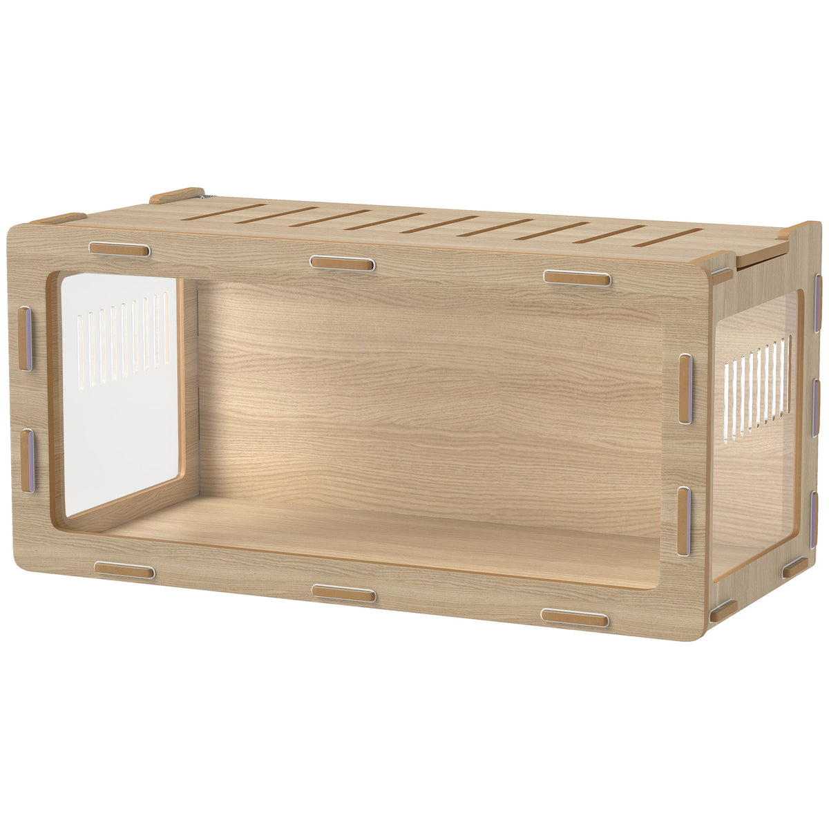 Hamster Cage with Acrylic Panels for Small Animals – Oak / 1085x580x140 mm